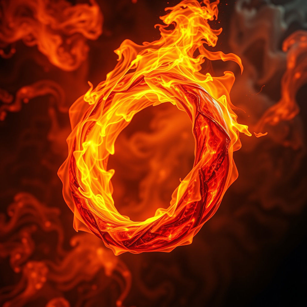 Ethereal Rings of Raging Fire in Hyperrealistic Style
