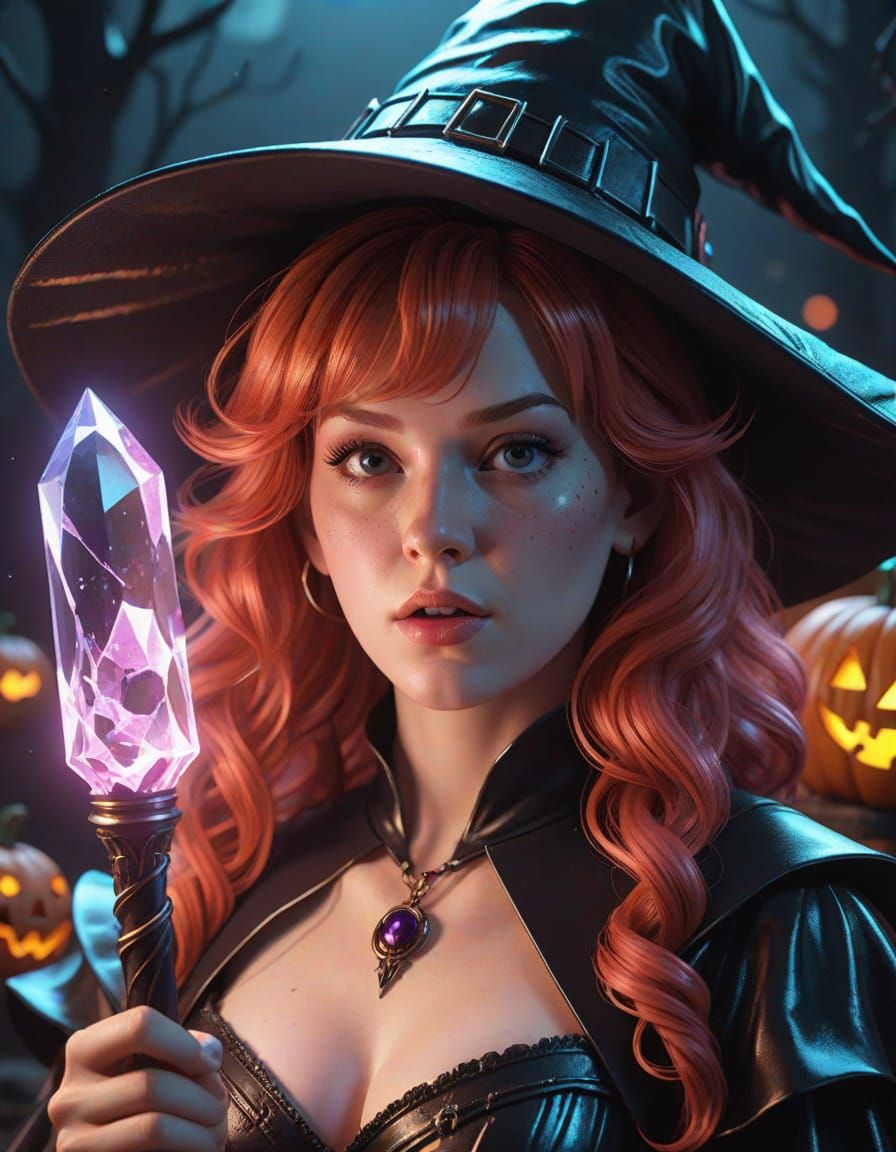 Witchy Woman in Hyperrealistic Splendor