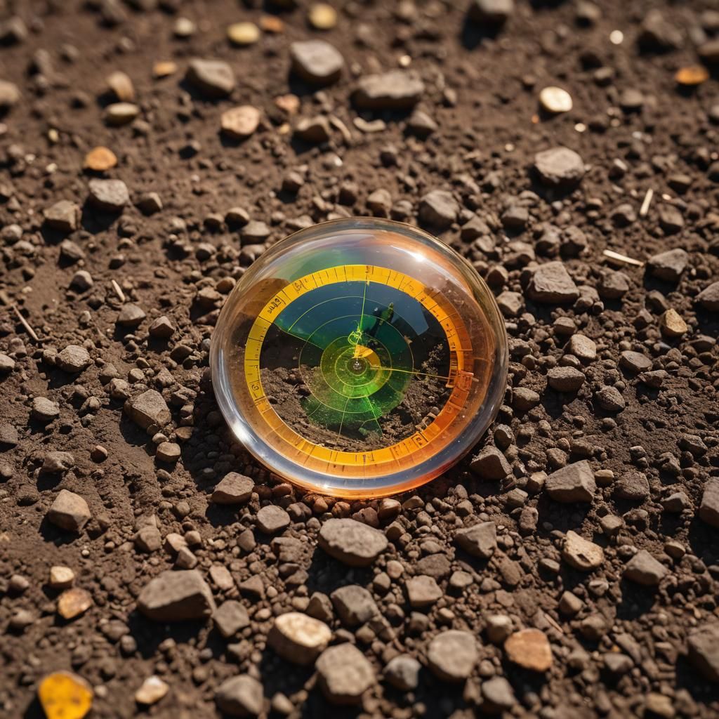 Macro Shot of Spirit Level Bubble on Earth