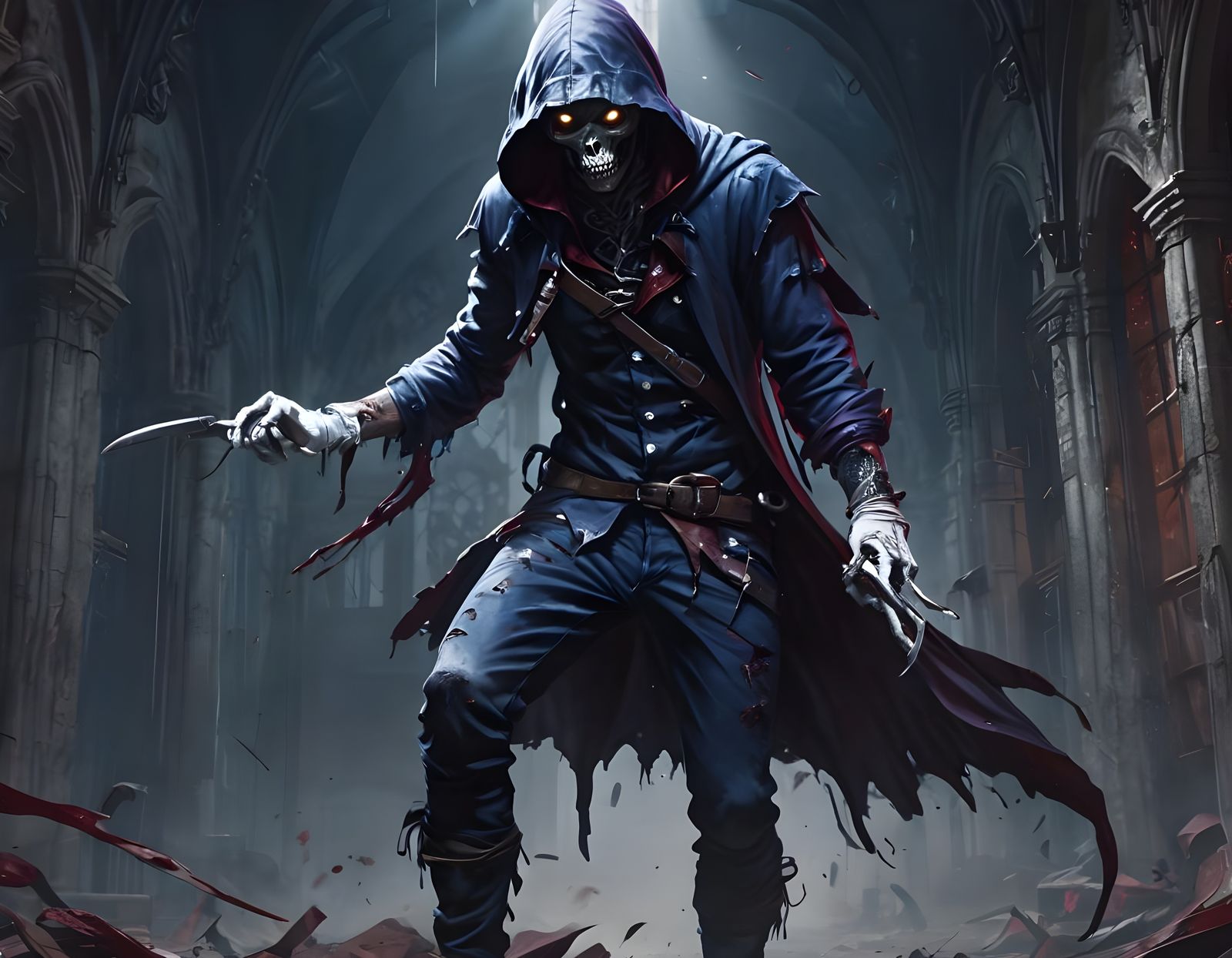 Creepy Zombie Man Wielding Giant Scissors