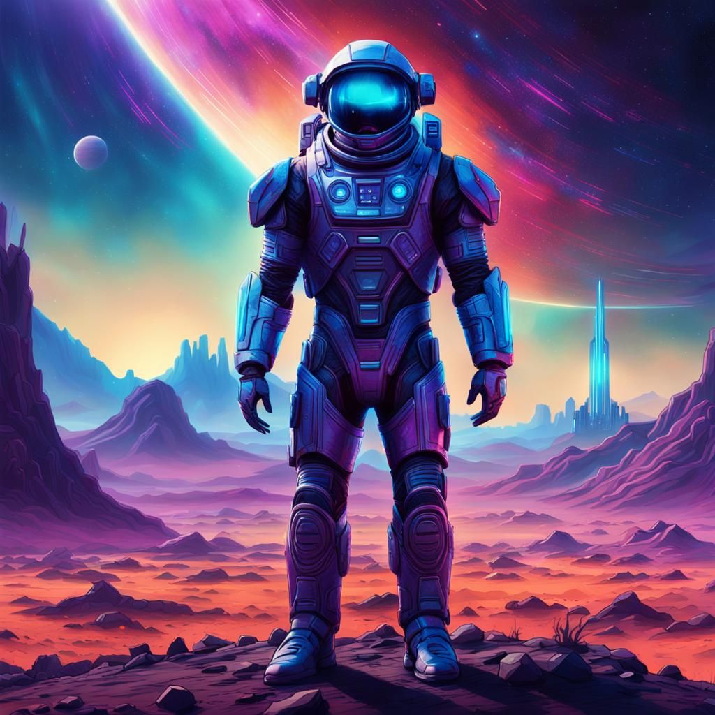 Space Explorer on Alien World in Sci-Fi Art