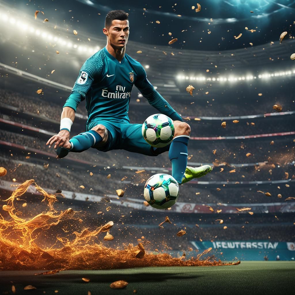 Cristiano Ronaldo Bicycle Kick in Detailed Matte Painting