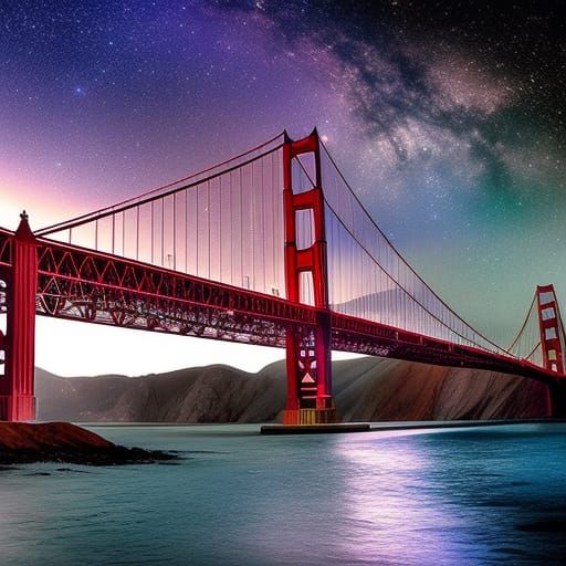 Golden Gate Bridge Under Stars: Digital Matte Painting