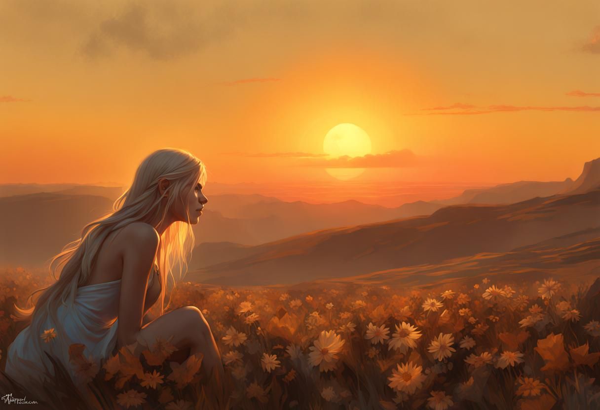 Golden Haired Beauty Portrait in Art Nouveau Style