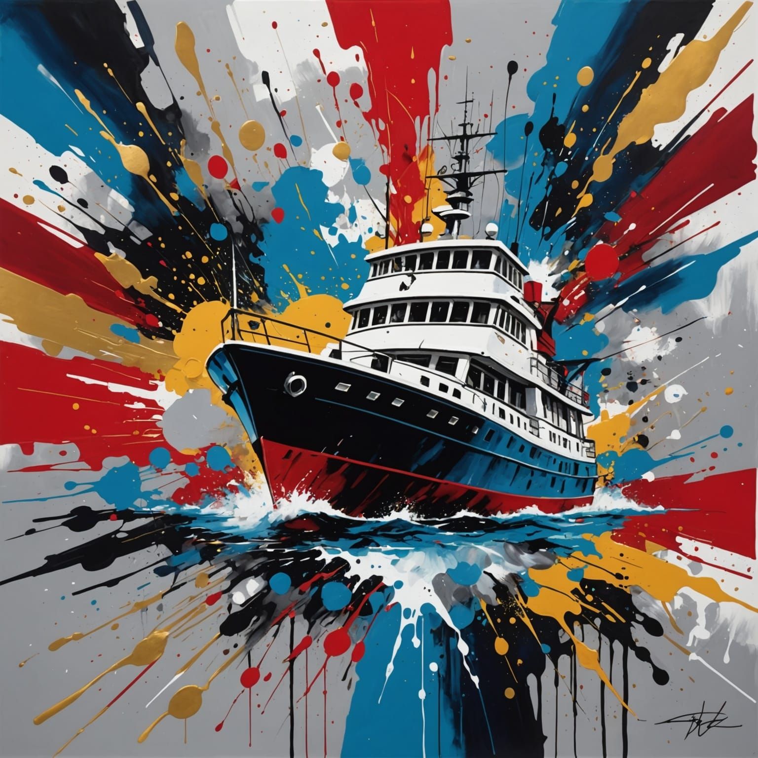 Abstract Ink Splatter Painting in Surreal Style