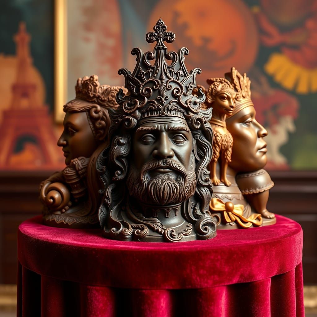 Ornate Chocolate Sculptures in Rococo Style