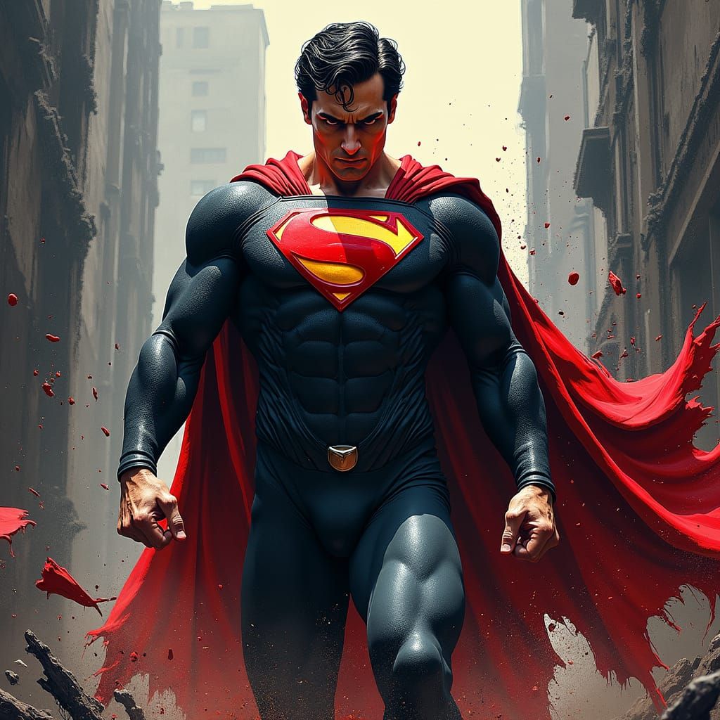 Evil Superman Wreaks Havoc in Street Art Style