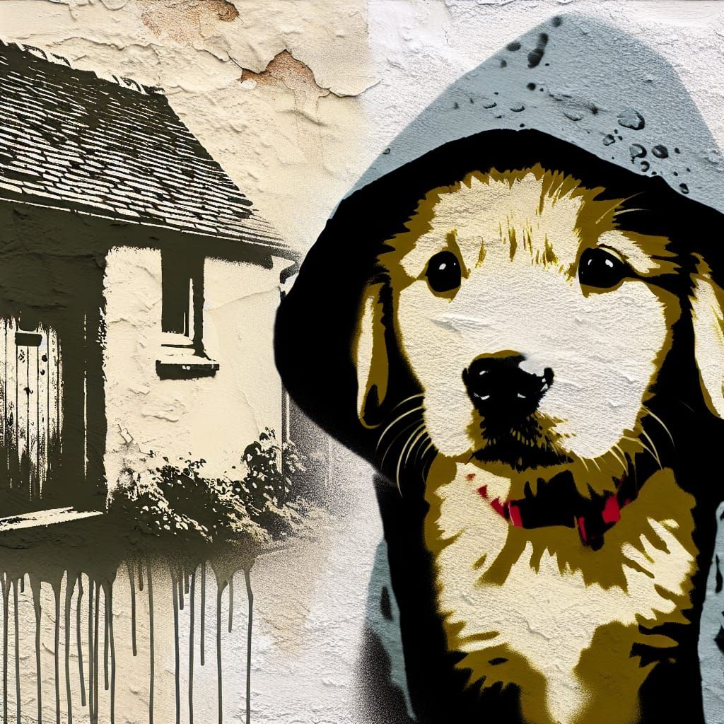 Golden Retriever Pup in Street Art Style