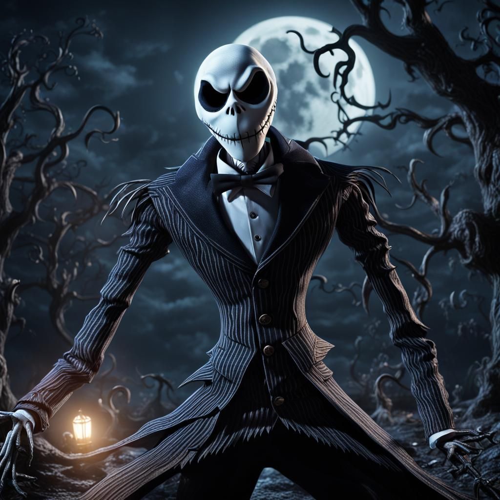 Jack Skellington in the moonlight