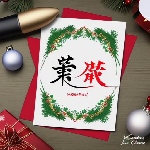 Pokémon Christmas Card with Japanese Kanji