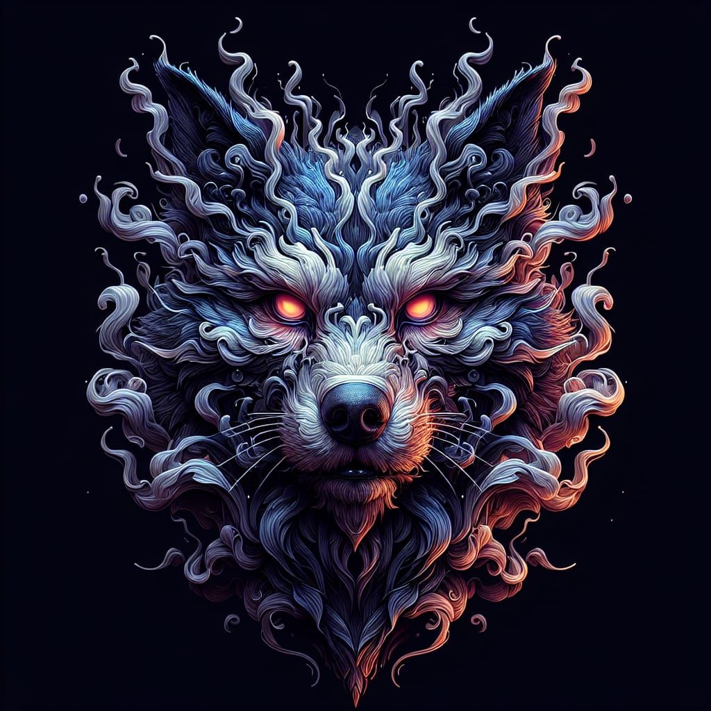 Canine Face Submerged in Smoke: Epic 3D Rendering