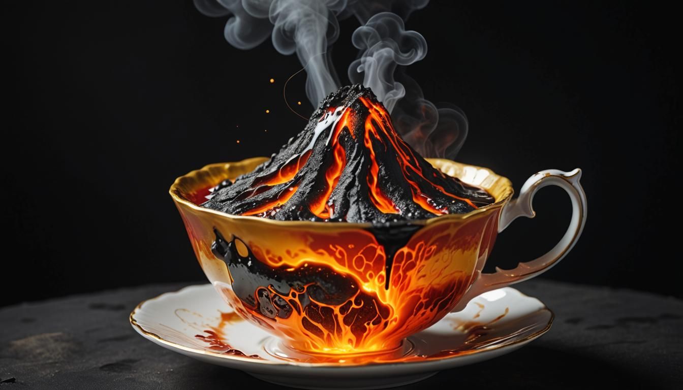 Volcano Teacup: Surreal Macro Photography in Dreamlike Color...