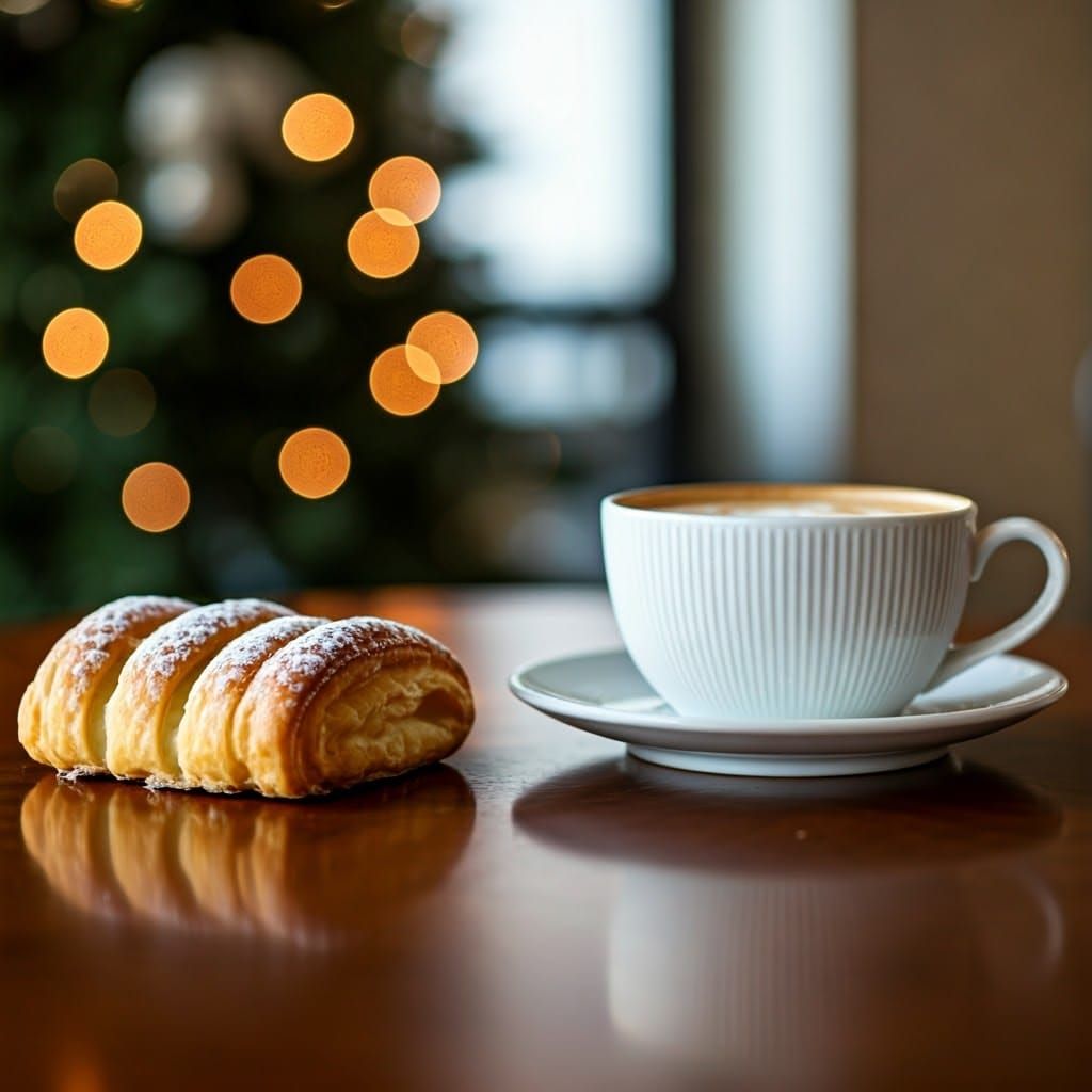 Cappuccino and Pastry on Christmas Morning