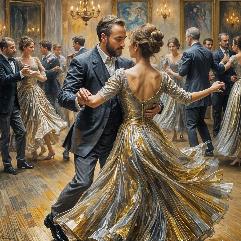 Impressionistic Dance of Man and Woman