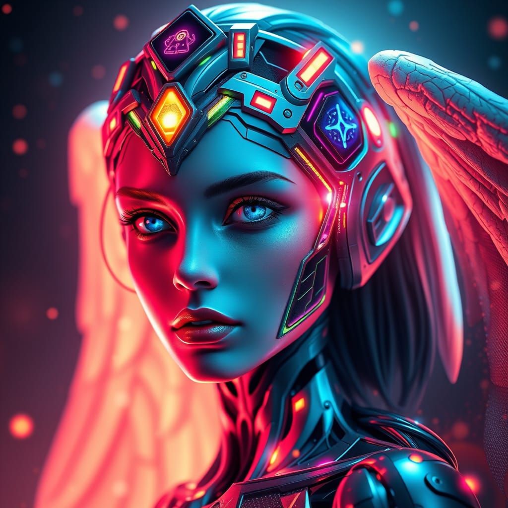 Cyber Angel Radiant in Hyperdetailed Digital Art
