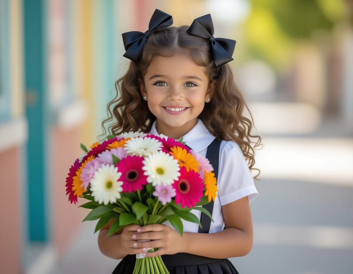 Hyperrealistic Portrait of Girl with Flowers