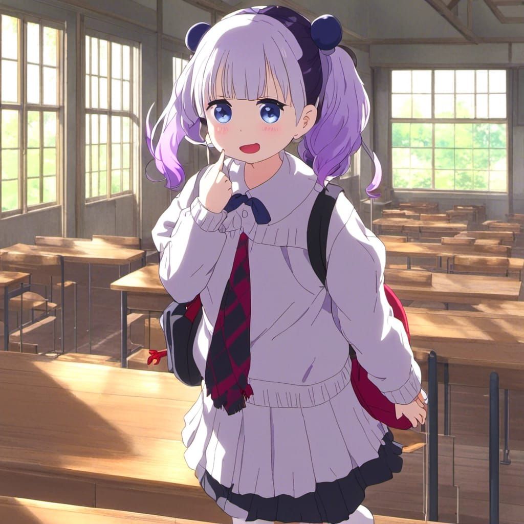 Kanna Kamui Goes to School in Anime Style
