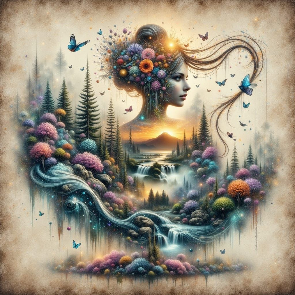 Ethereal Surrealist Scene with Duality of Nature