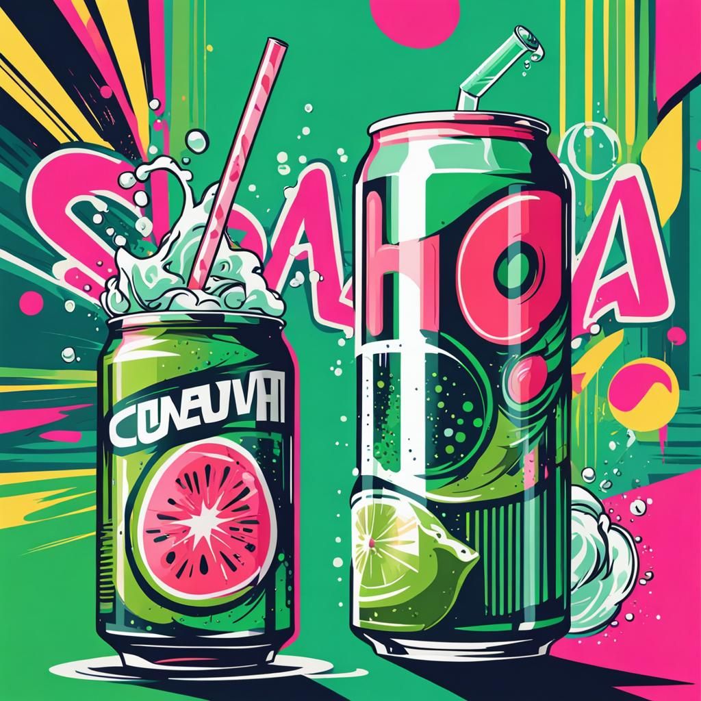 Guava Soda Can in Pop Art Style