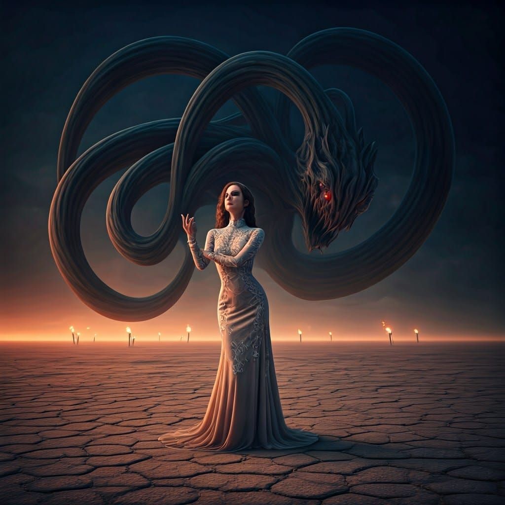 Enigmatic Woman Dances Under Twisted Shadow in a Haunting De...