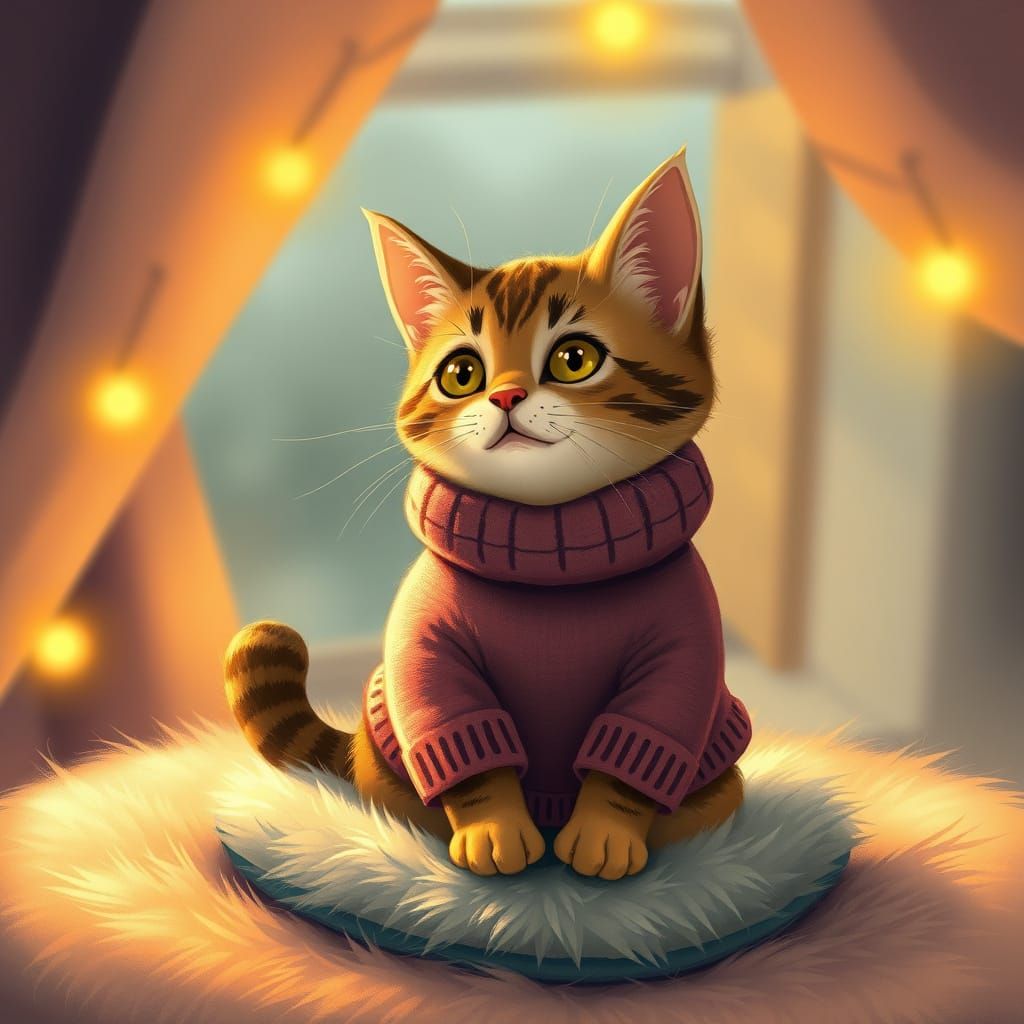 Cat in Sweater: Beatrix Potter-esque Whimsy