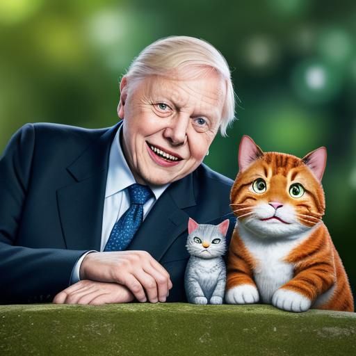 Sir David Attenborough with cats.