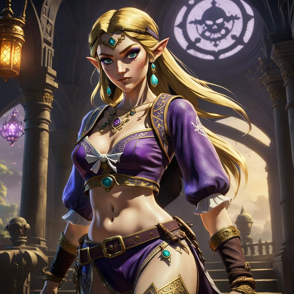 Princess Zelda as Pirate in Dark Fantasy Style