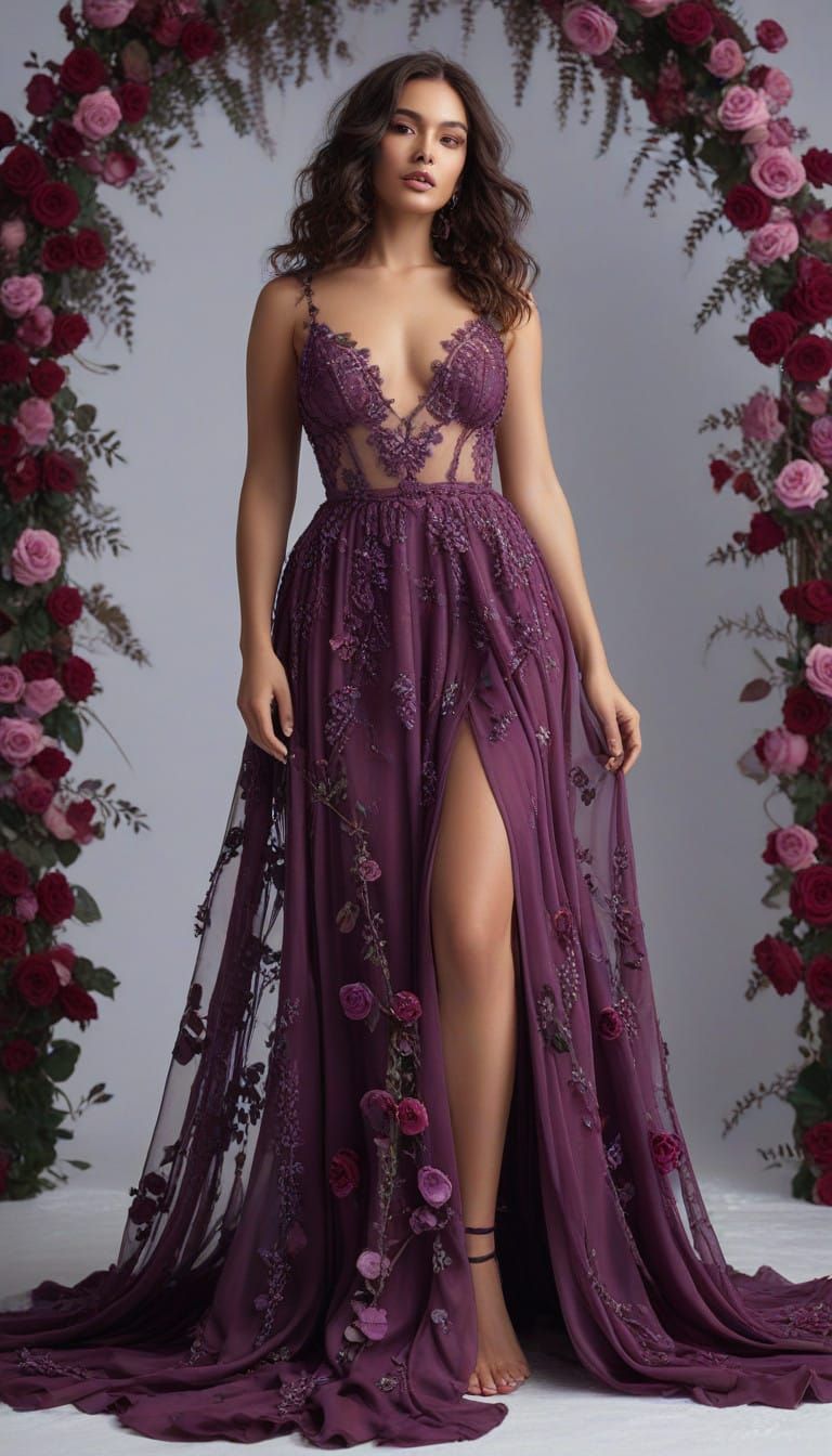 Elegant Bohemian Beauty in Burgundy Glow