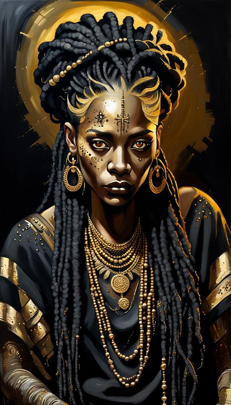 Voodoo Queen Portrait with Golden Highlights
