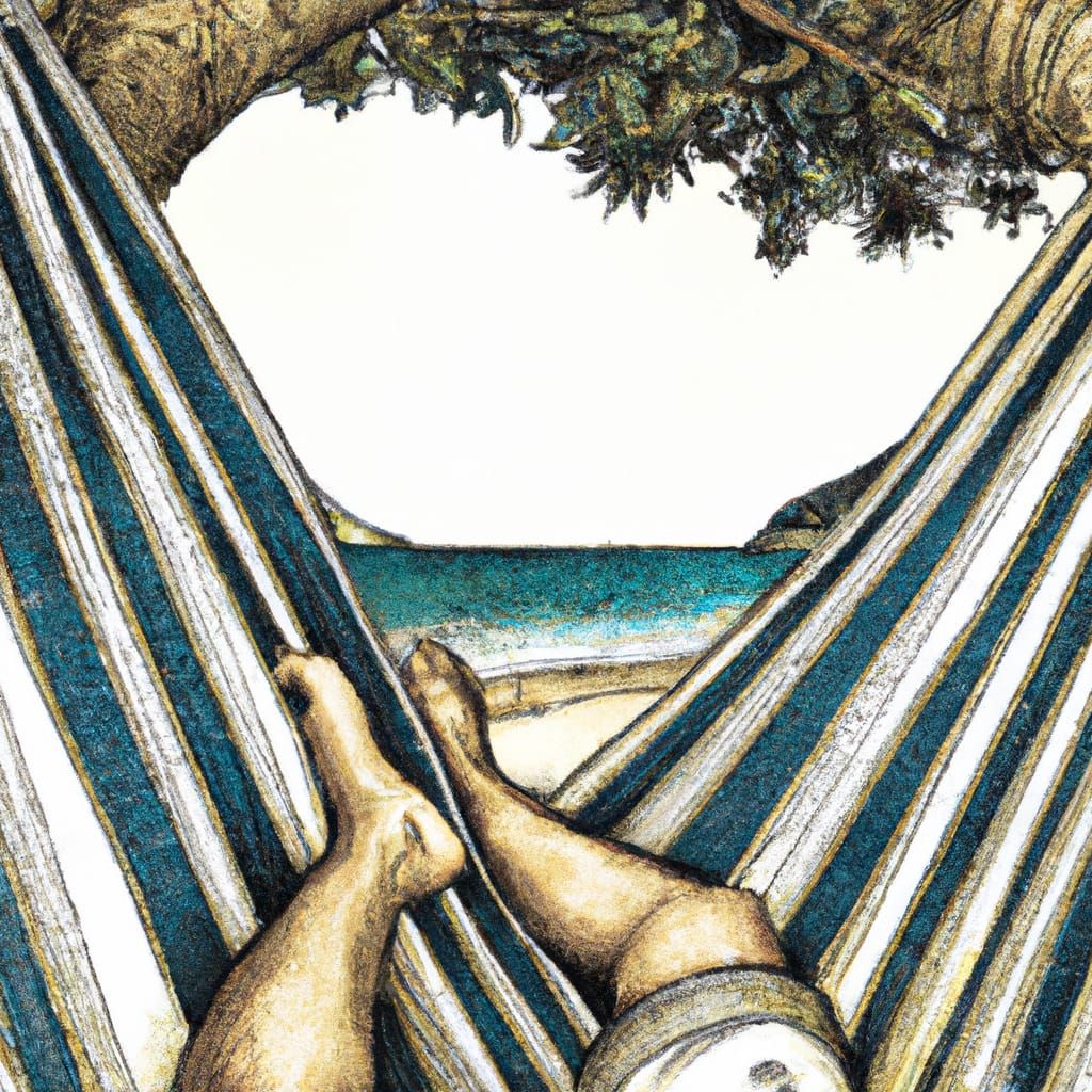 Secluded Tropical Beach Hammock in Hyperrealistic Style