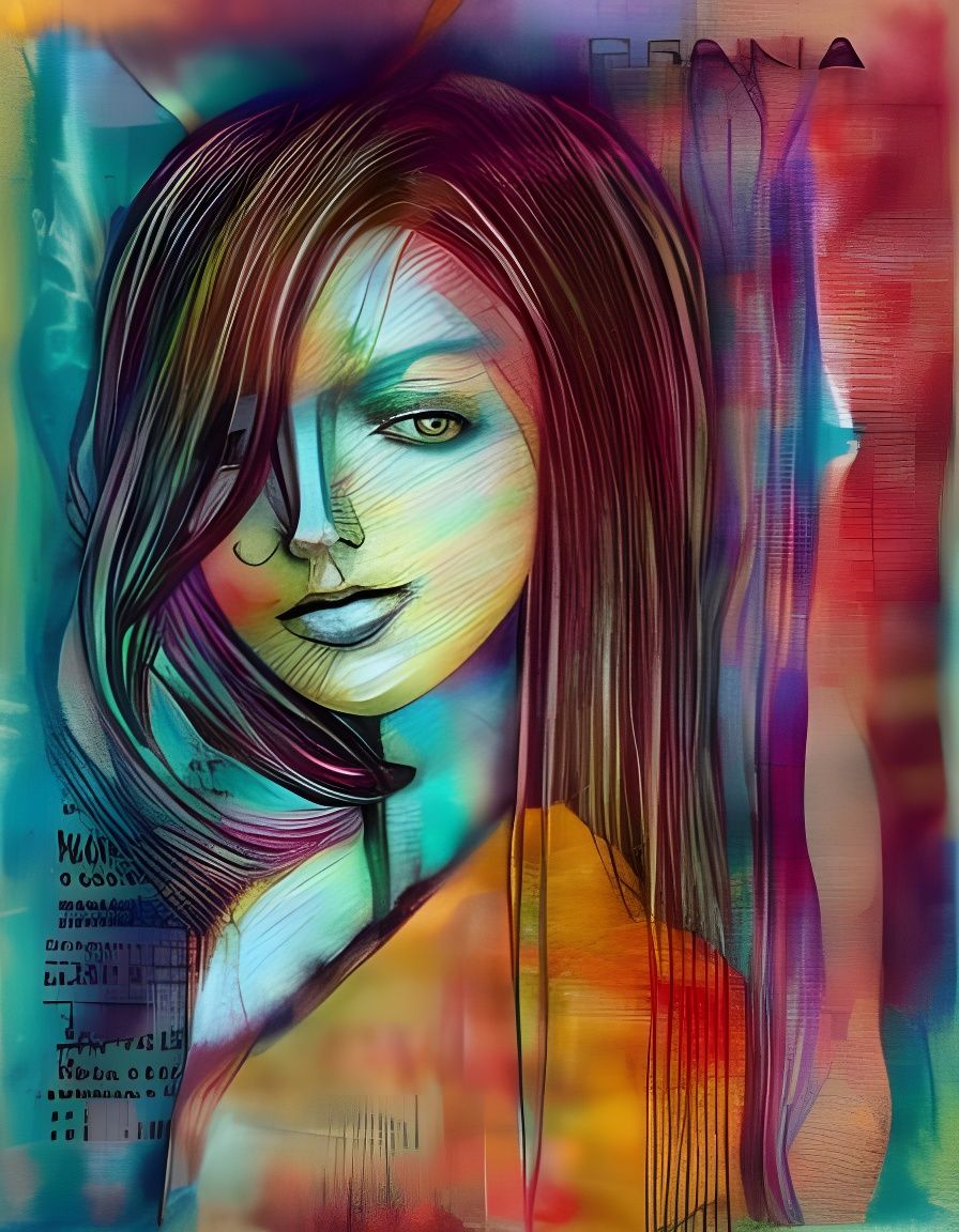 Textured Layered Portrait of a Woman