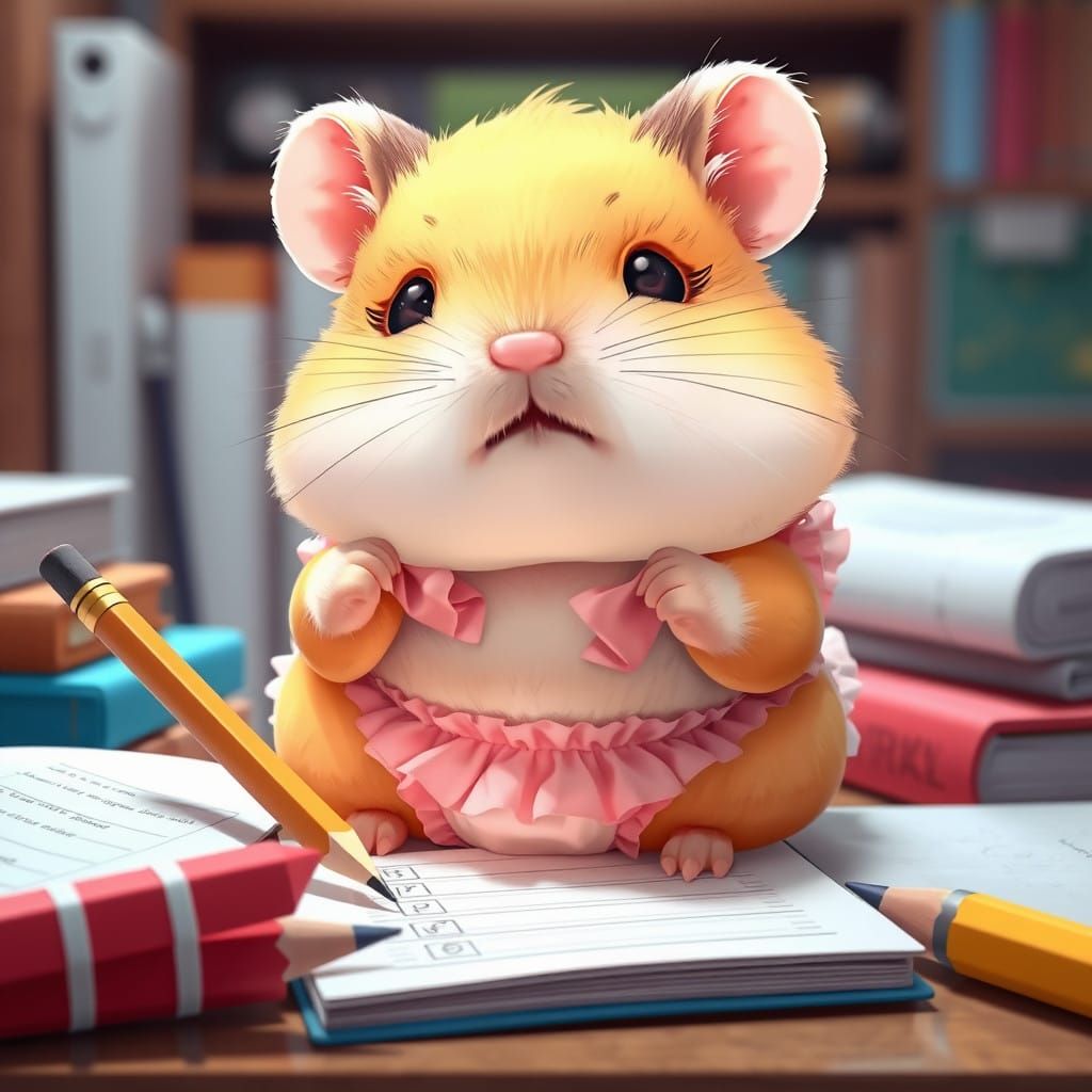 Cute Hamster Student in Academic Attire