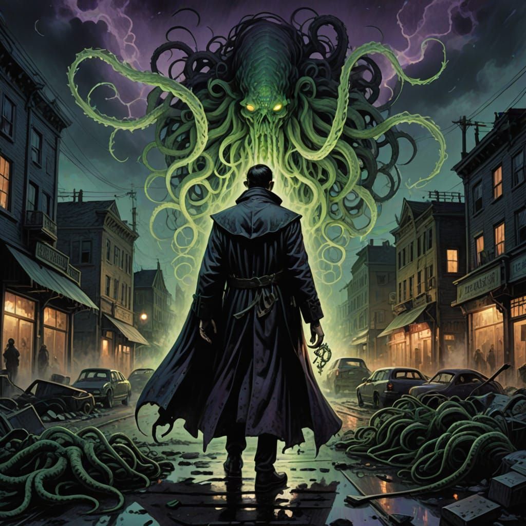 Eldritch Horrors Unleashed in Dark, Gothic Anime Style