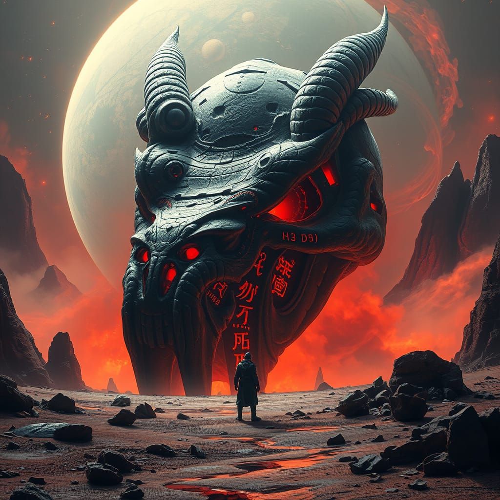 Cosmic Dragon Skull on Desolate World