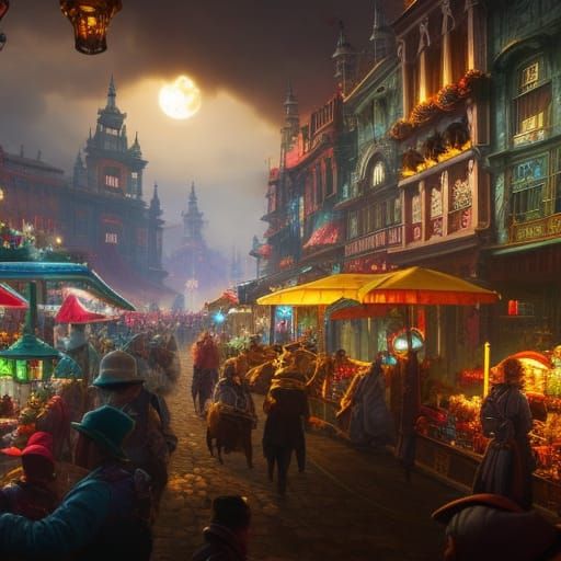 Rococo Fantasy Market with Festivities