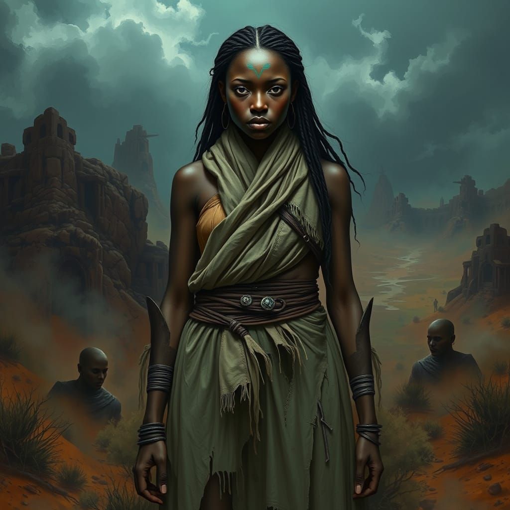 Mystical Agera Mbaashia Landscape with Woman in Traditional ...