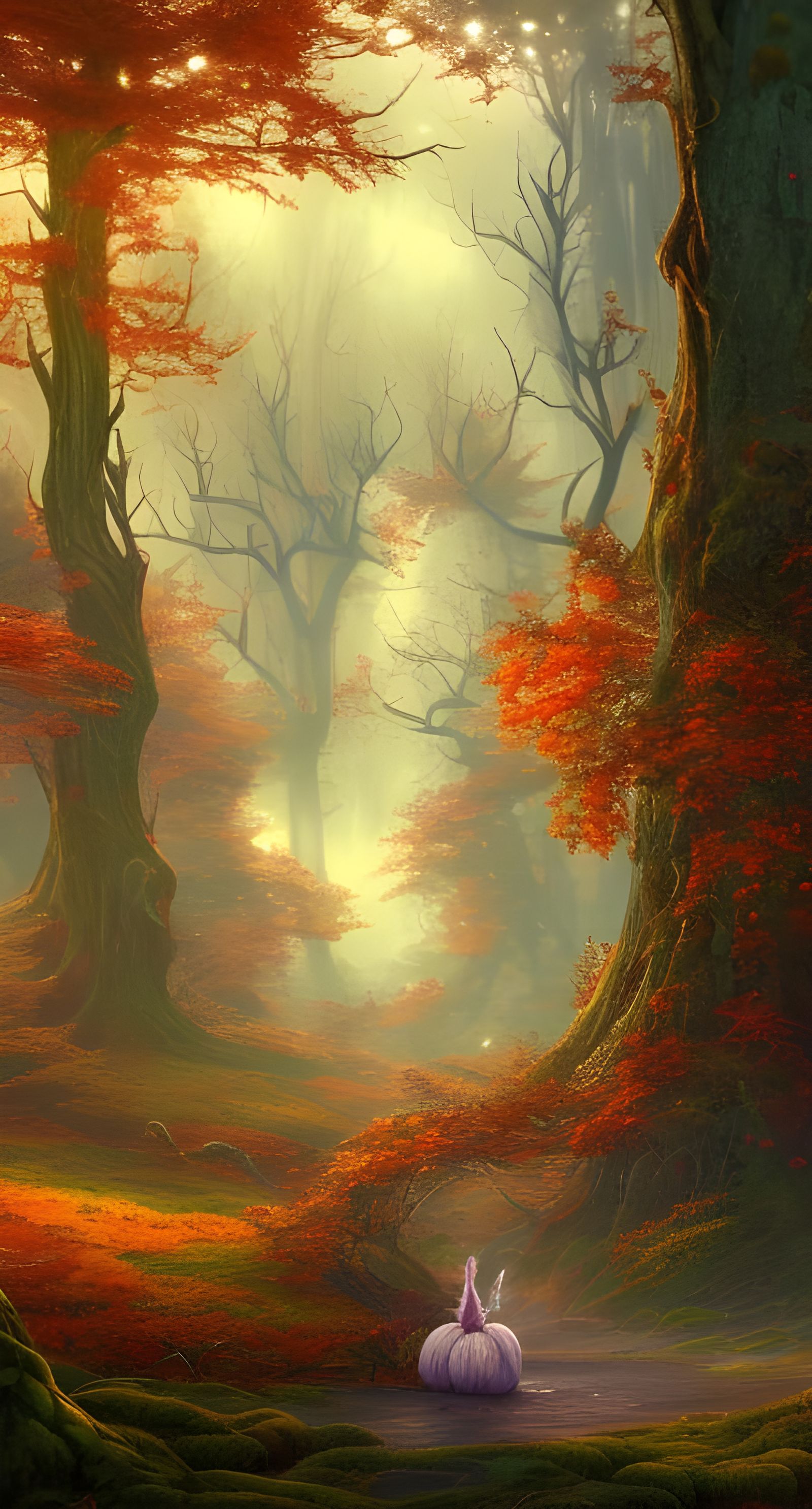 Magical Autumn Forest Landscape in Hyper-Realistic Style