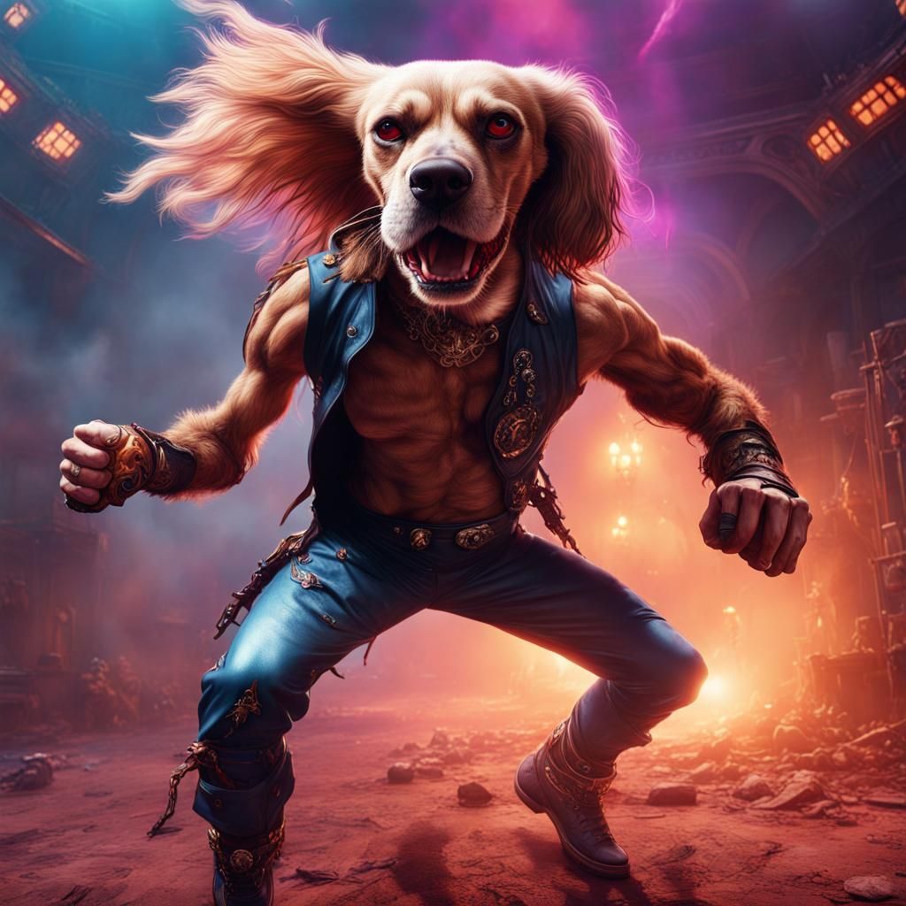Rockstar Punches Dog in Detailed Digital Painting
