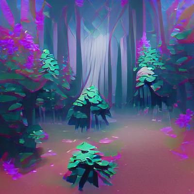 Enigmatic Forest Landscape with Towering Trees