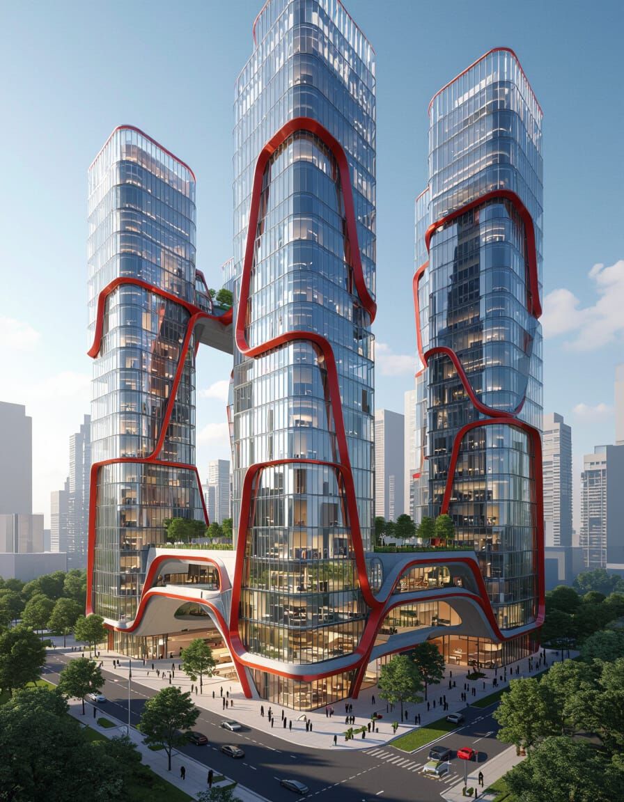 Futuristic Skyscrapers with Organic Structural Design