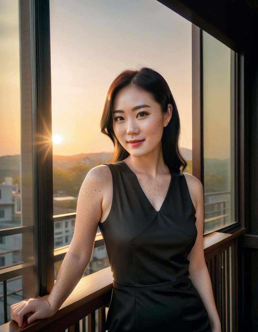 South Korean Woman in Chiaroscuro Renaissance Portrait