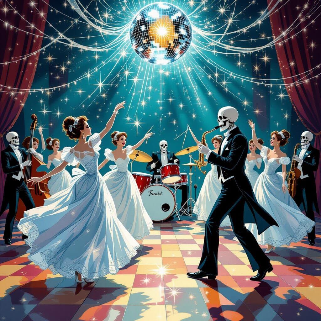 Ethereal Spirits Dance on Stardust Floor