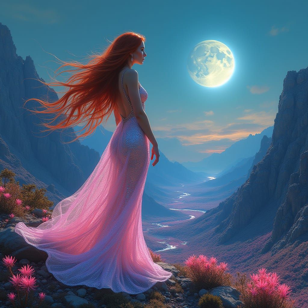 Bioluminescent Valley View: Futuristic Digital Art