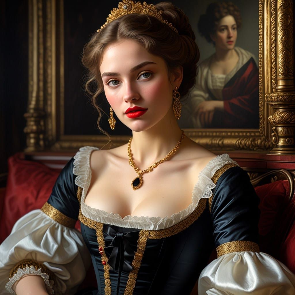Alluring Young Woman in 19th Century Attire