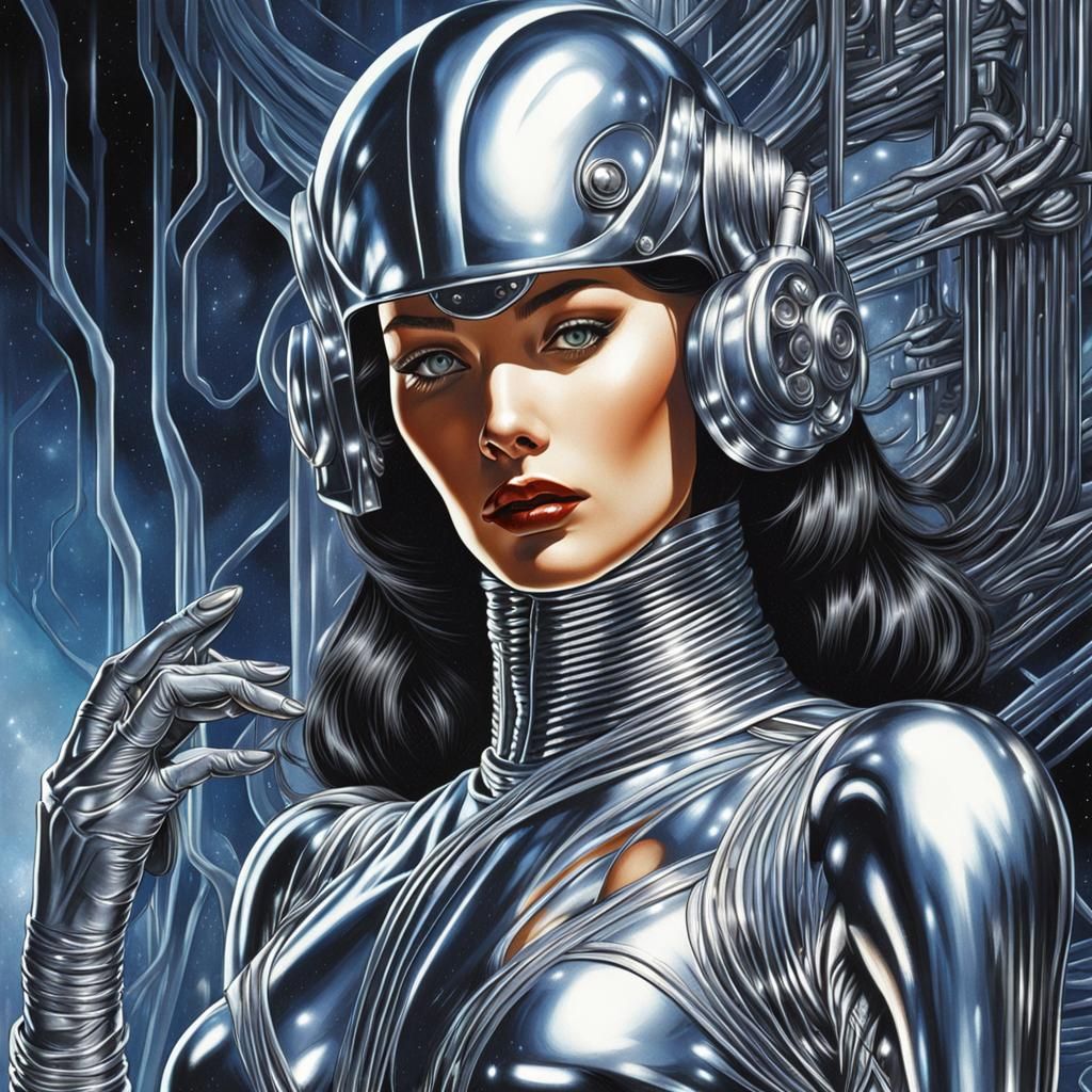 Silver Woman: 1980s Sci-Fi Pulp Art Illustration