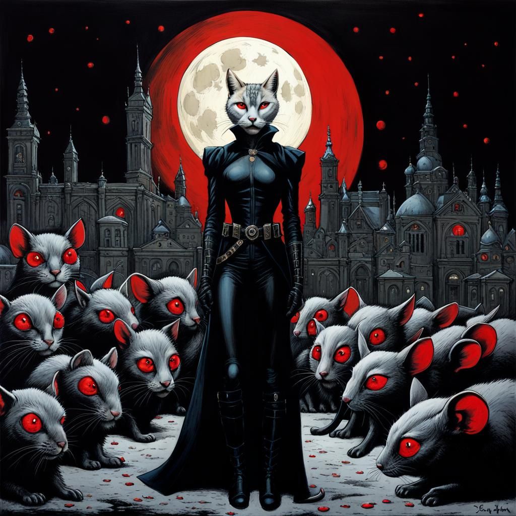 Superhero lynx with her army