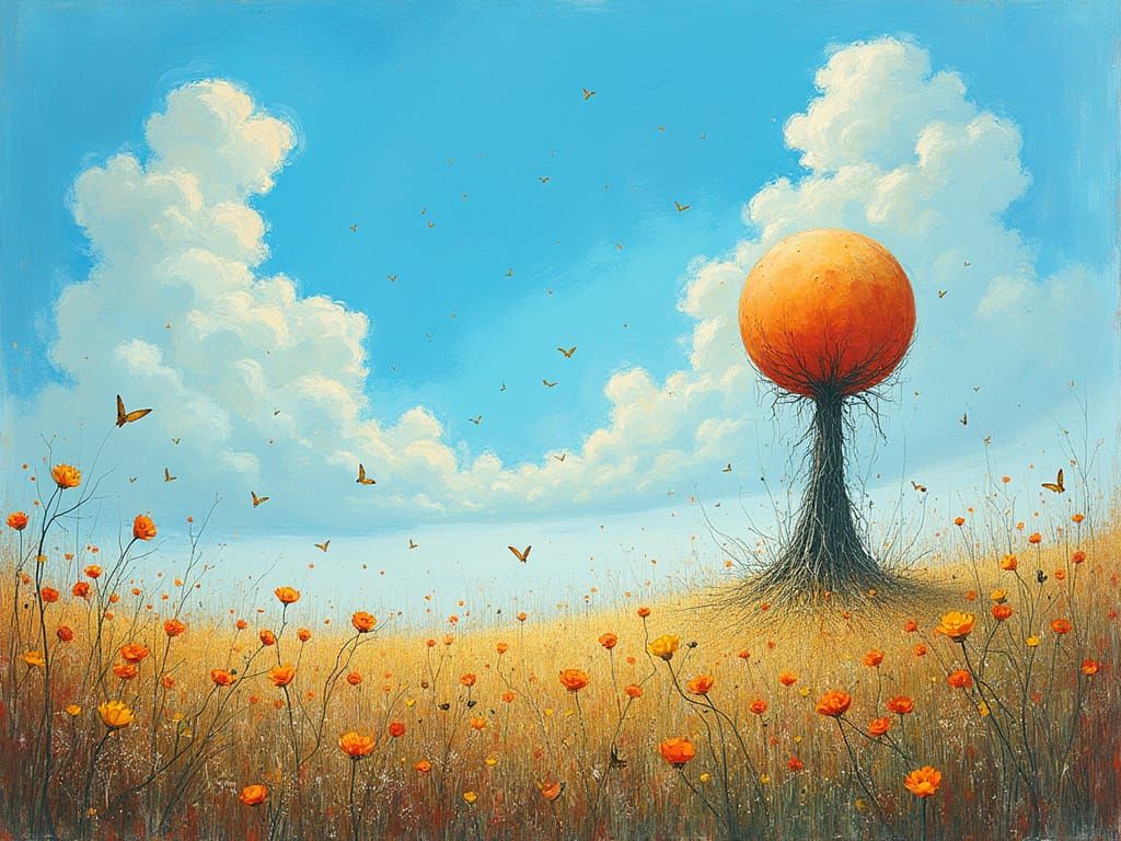 Abstract Imagination: Field of Time Under Slow Blue Skies