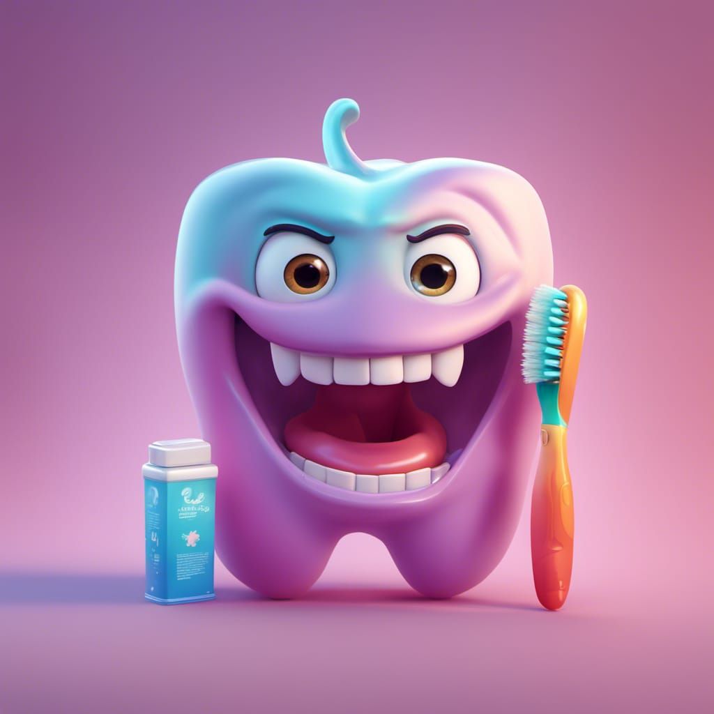 Brush Teeth Icon as Pixar 3D Digital Art