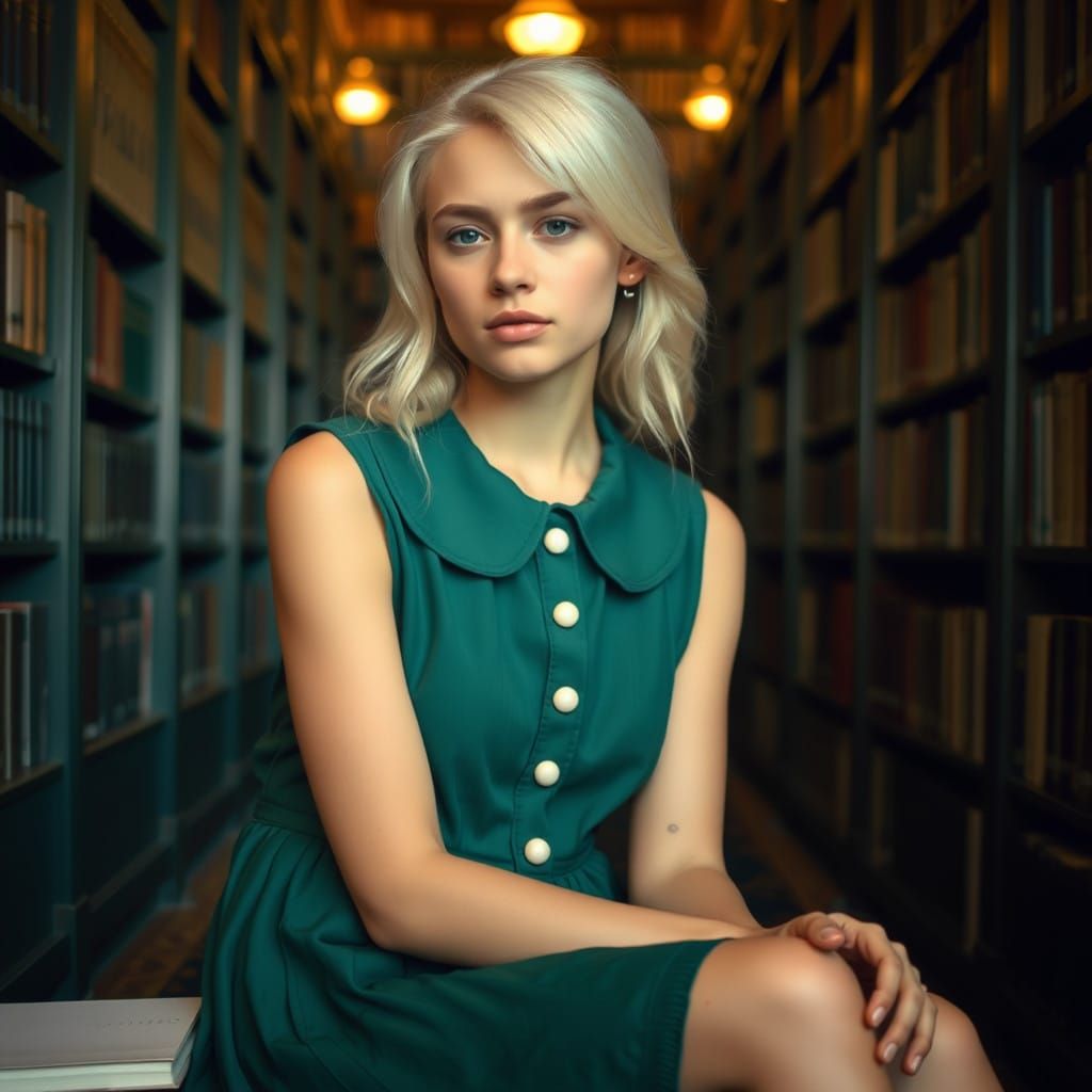 Elegant Youth in Emerald Green, Captured in Cinematic Style