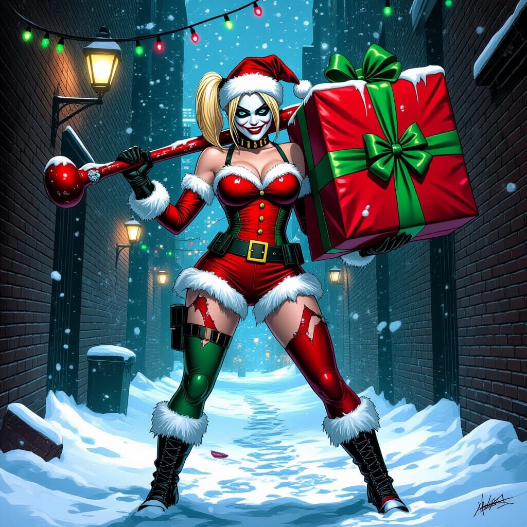 Harley Quinn as Santa's Helper in Gotham Alley